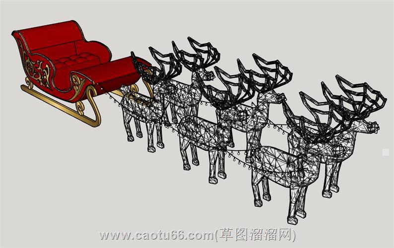 圣诞麋鹿雪橇su模型