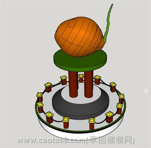 椰子雕塑su模型