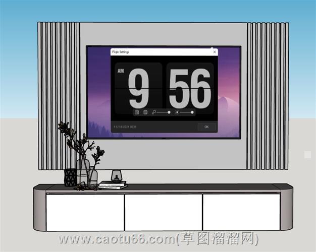 现代的电视柜电视机su模型