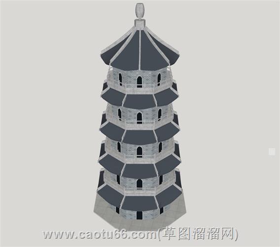 砖塔宝塔su模型