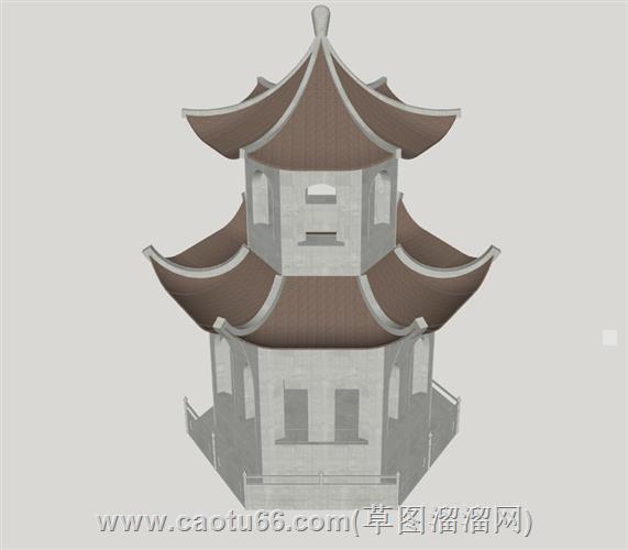 砖塔宝塔古建筑的su模型