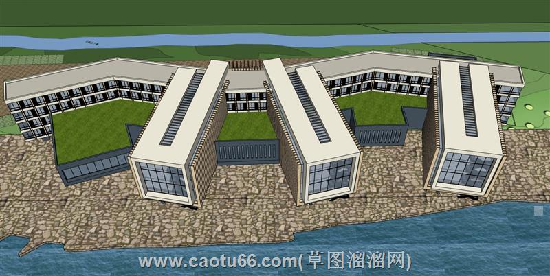 石林滨湖建筑su模型