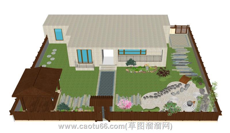 中式庭院花园景观su模型