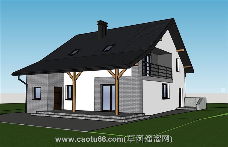 坡屋顶人字顶房屋su模型