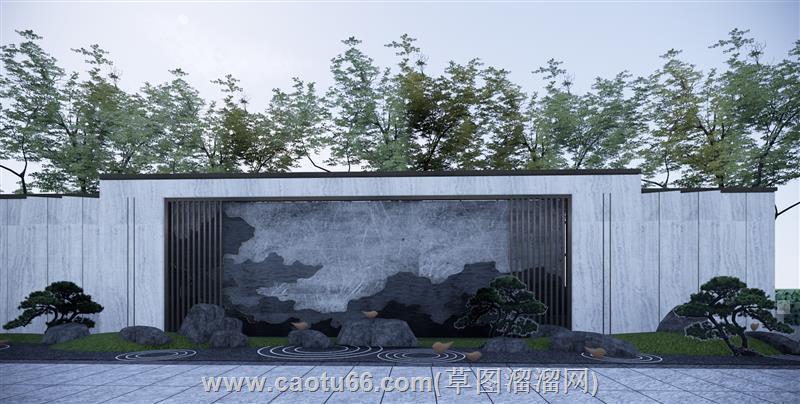 中式景墙SU模型