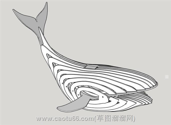鲸鱼雕塑su模型