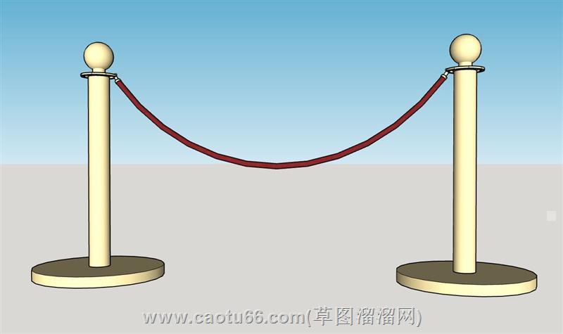 绳索栏杆迎宾柱一米栏SU模型