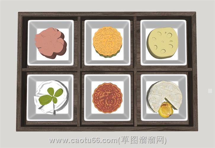 月饼糕点盒SU模型