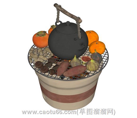 围炉烤炉红薯花生SU模型