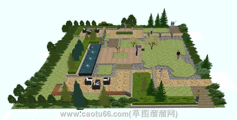 公园广场景观su模型