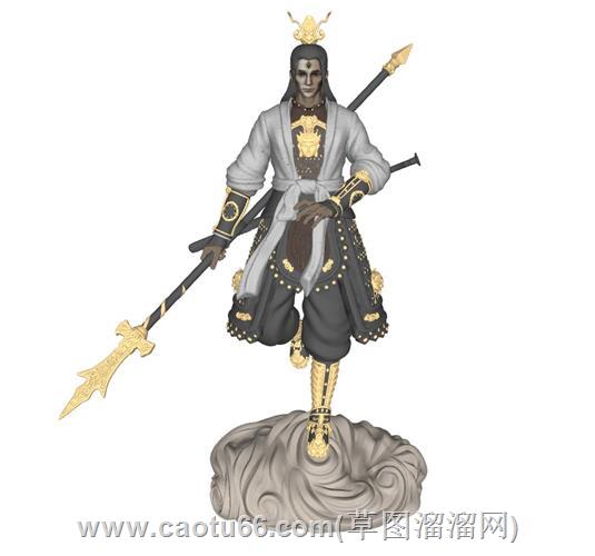 二郎神人物雕塑su模型