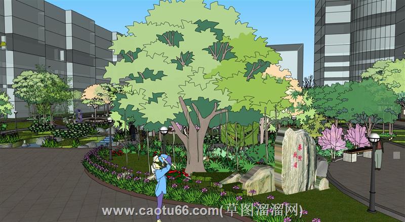 公园景观场景su模型