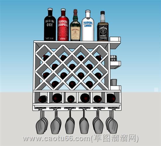 红酒杯架酒架su模型