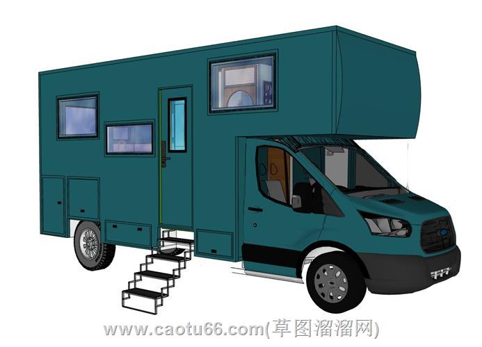 旅行房车汽车su模型