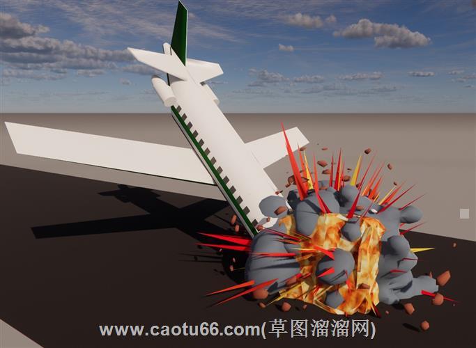 撞毁空难爆炸的飞机su模型