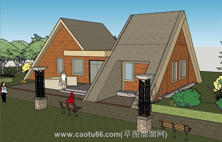坡屋顶房屋住宅草图模型