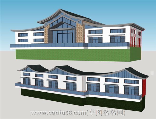 游客服务中心建筑su模型