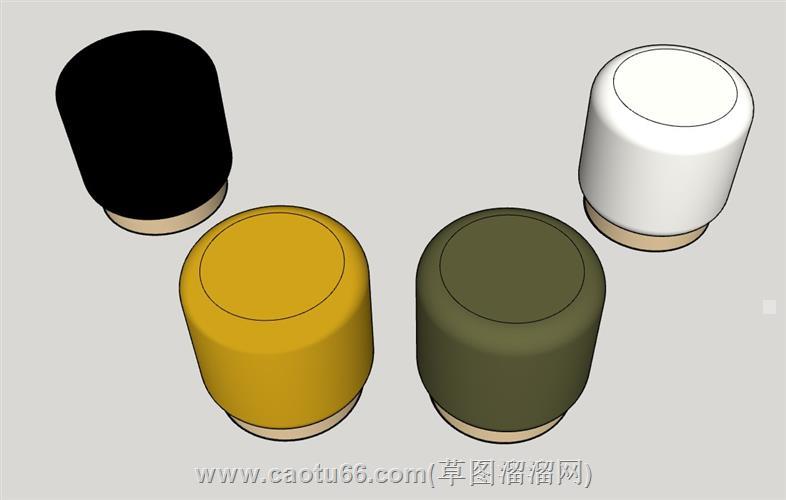 现代圆形坐凳模型