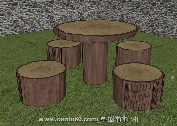 原木生态桌椅模型