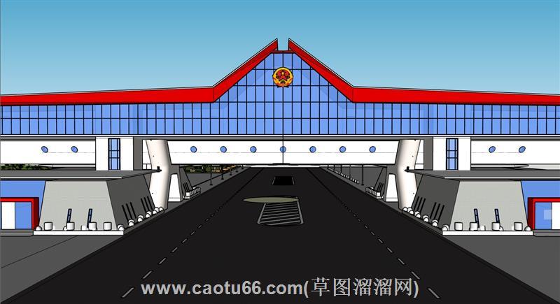 边境口岸建筑模型