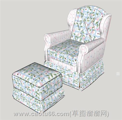 美式布艺沙发模型