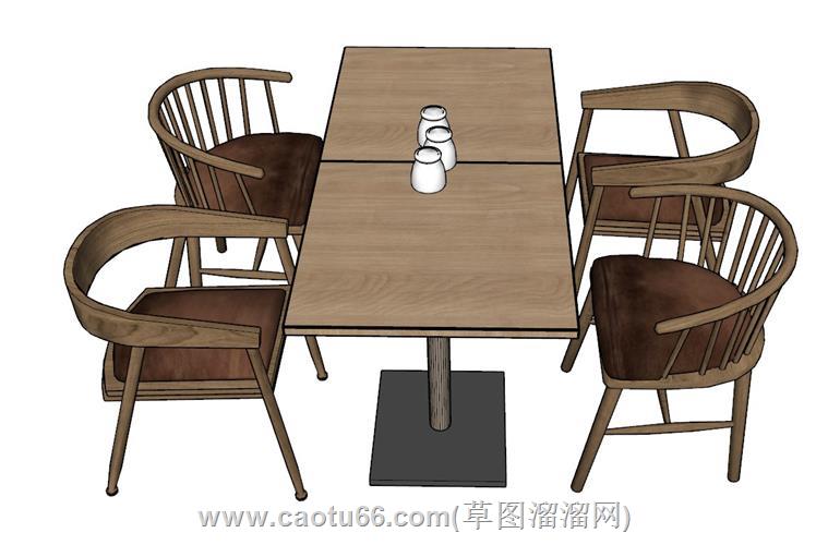 中式快餐桌椅模型