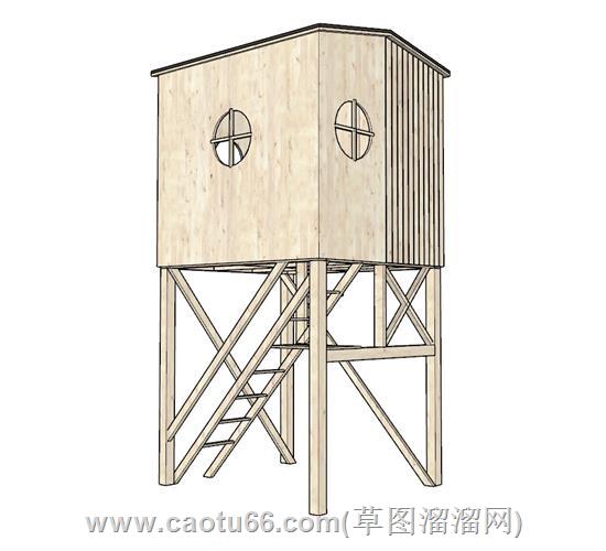 高脚木屋模型