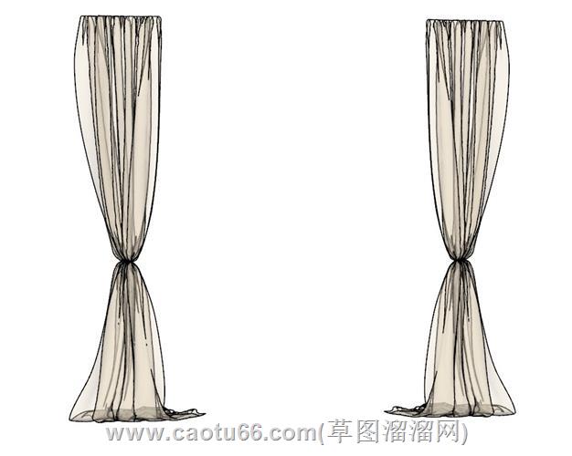 两边窗帘模型