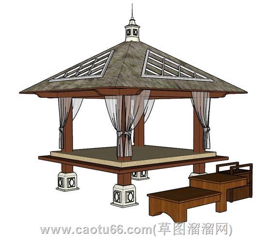 东南亚亭子su免费素材库