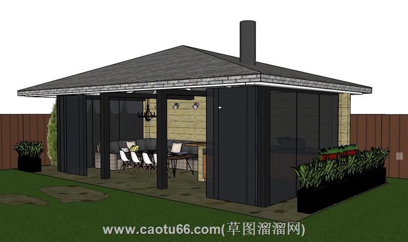 庭院休闲木屋模型
