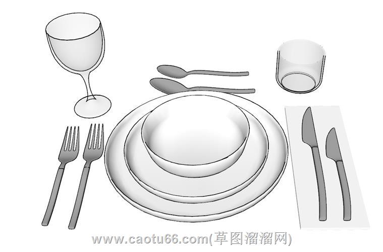 西方餐具盘子刀叉杯子模型