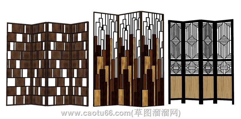古风屏风隔断模型