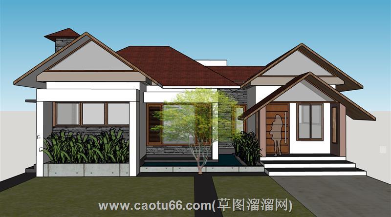坡屋顶别墅住宅模型