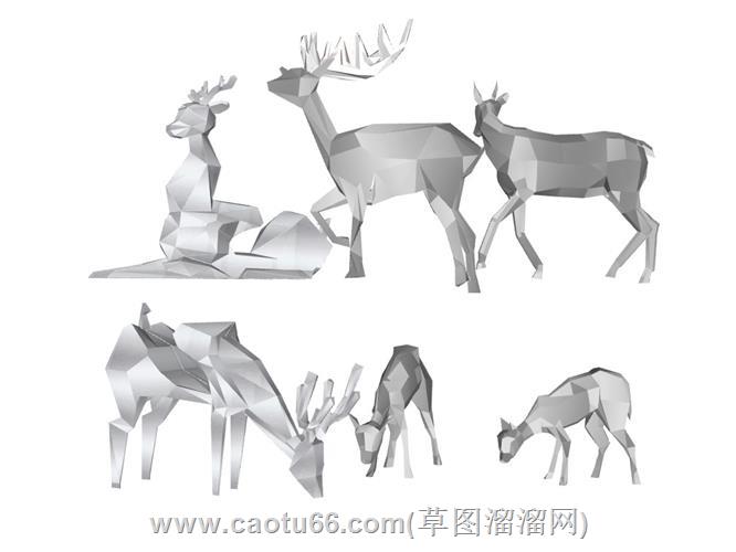 几何小鹿雕塑模型