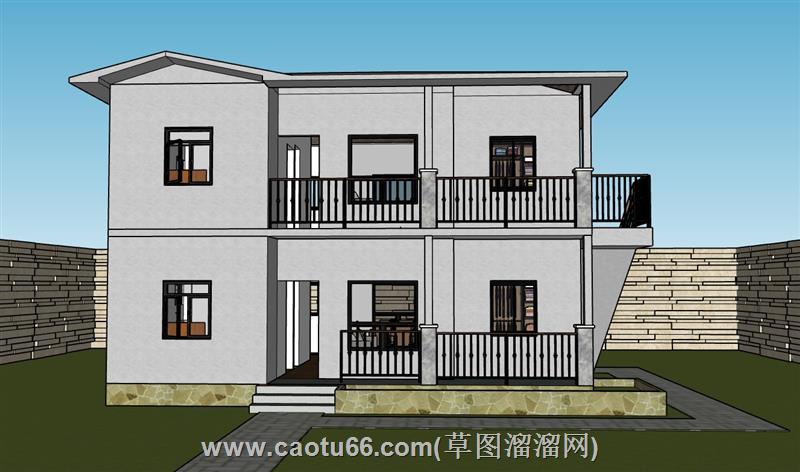 自建房两层别墅模型