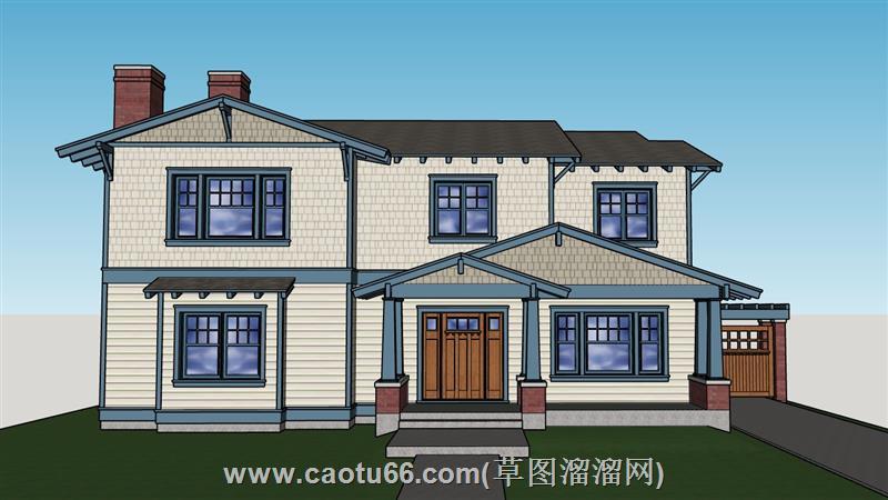 美式乡村住宅别墅模型