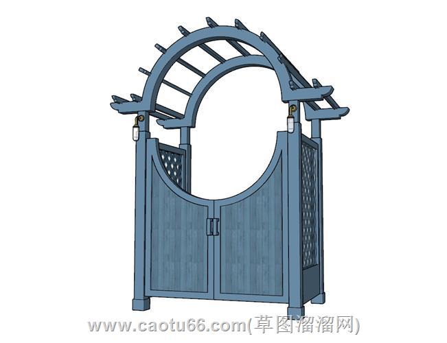 花架门廊蔷薇门模型