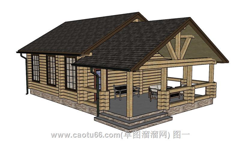 坡屋顶人字房木屋模型