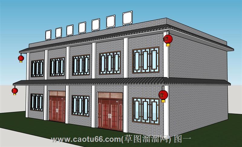 乡村村委礼堂建筑模型