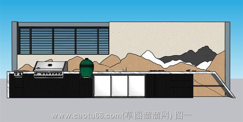 新中式厨房橱柜模型