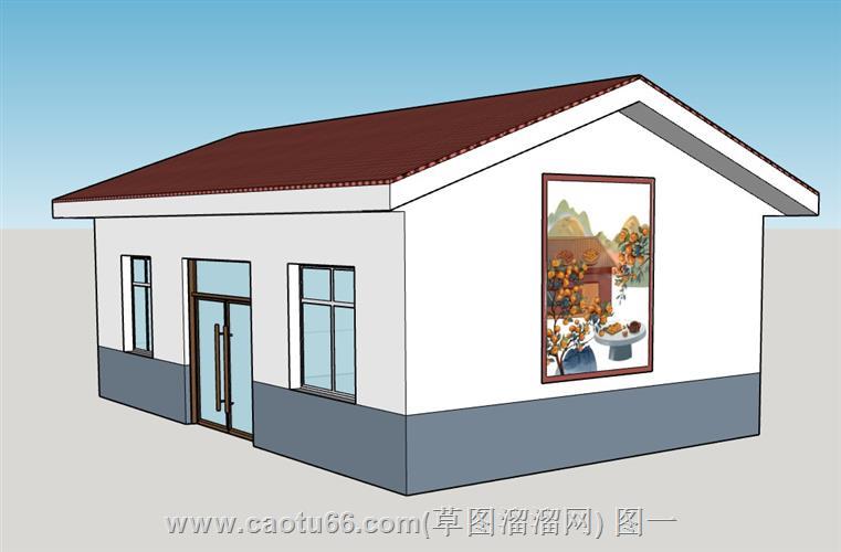 乡村人字顶平房模型