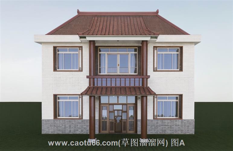 中式乡村别墅住宅模型
