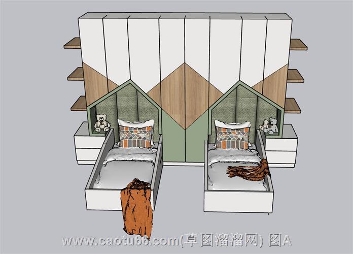 儿童双人床模型