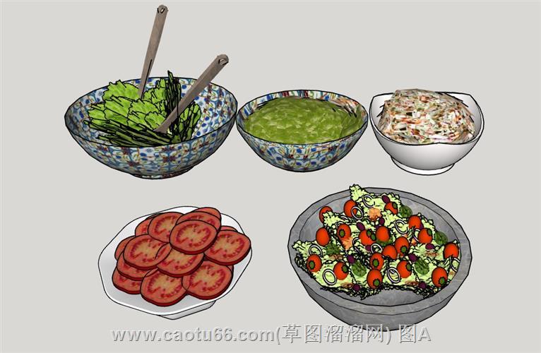 食物菜肴碗模型