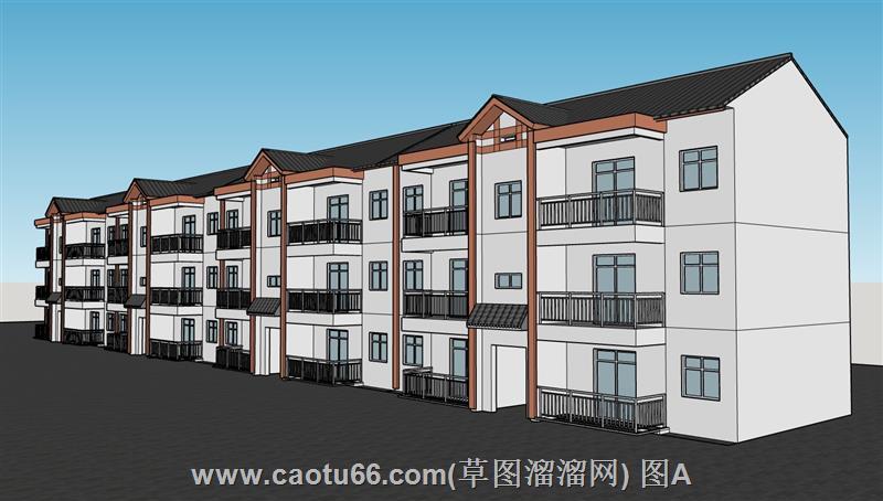 乡村联排别墅住宅模型