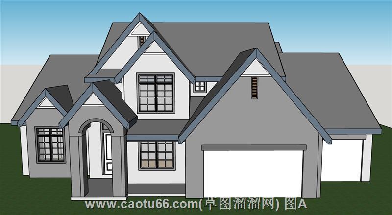 欧式坡屋顶住宅模型