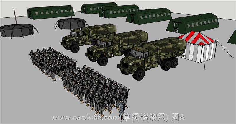 军营士兵基地模型