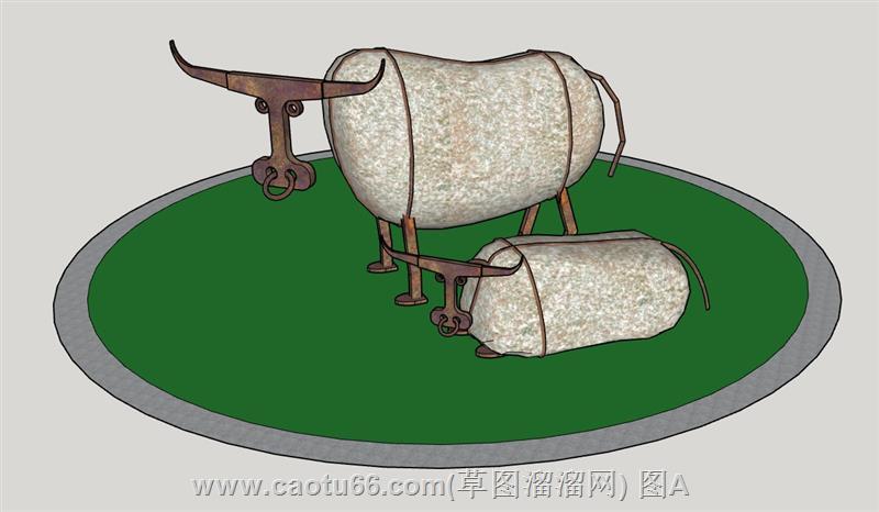 乡村牛雕塑模型