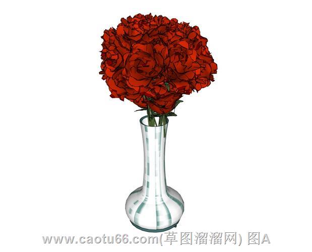 玫瑰花瓶模型