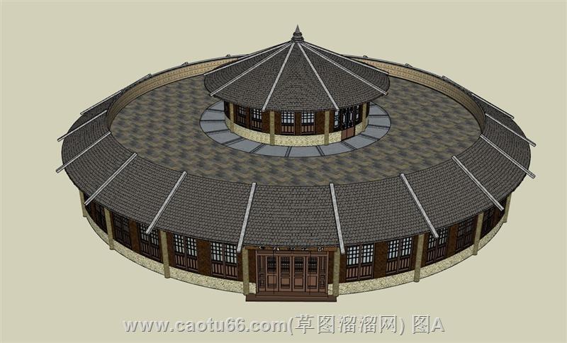 土味馆客家酒楼建筑模型